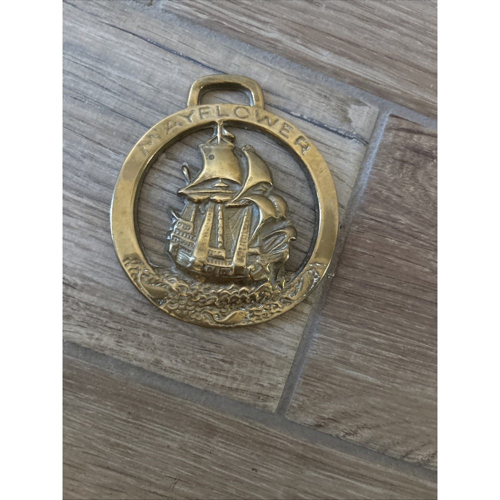 Vintage Brass Horse Harness Medallion, Mayflower